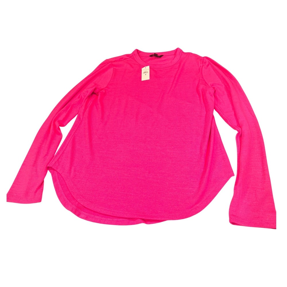 Banana Republic Womens Long Sleeve Crew Neck‎ Tunic Top Bright Pink Size Medium